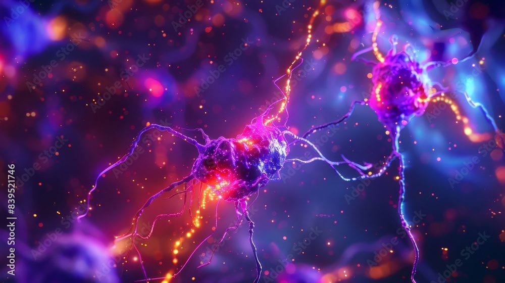 The intricate dance of electrical signals and chemical messengers at the junction of two neurons The intricate dance of electrical signals and chemical messengers at the junction of two neurons