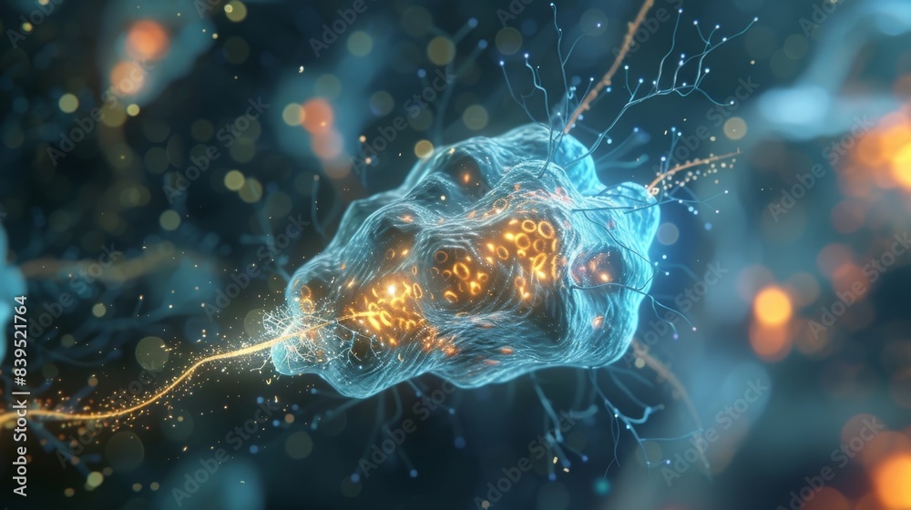 Obraz premium The intricate machinery of the synapse where electric pulses become chemical signals