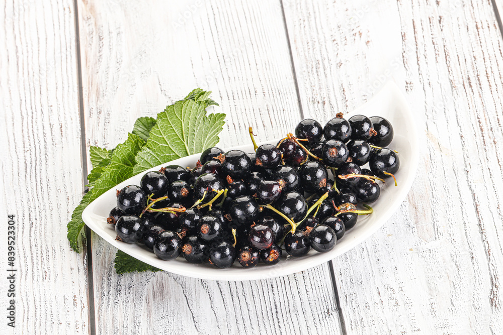 Juicy black currant berries in the bowl Juicy black currant berries in the bowl