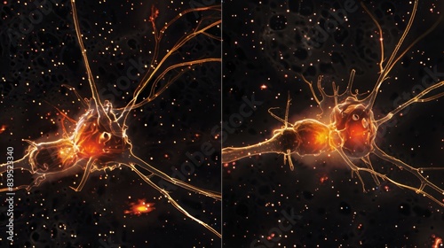 A sidebyside comparison of a myelinated and unmyelinated axon highlighting the importance of myelination in signal transmission photo