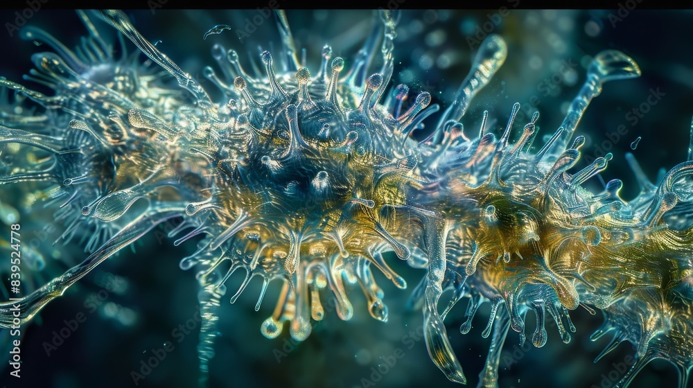 A magnified image of a of cilia resembling tiny hairs propelling a single cell through a fluid medium A magnified image of a of cilia resembling tiny hairs propelling a single cell through a fluid medium