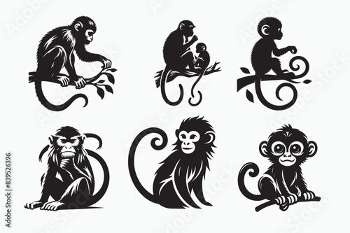 Monkey silhouette vector illustration.eps