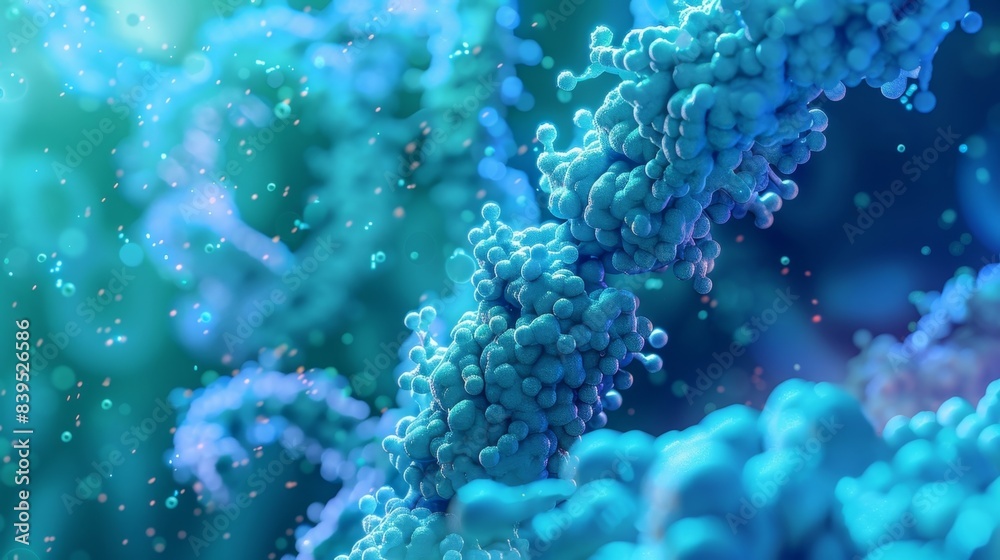 Fototapeta premium A closeup of a single protein chain undergoing the essential process of folding in the endoplasmic