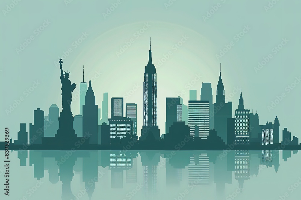 Naklejka premium New York City skyline vector flat illustration