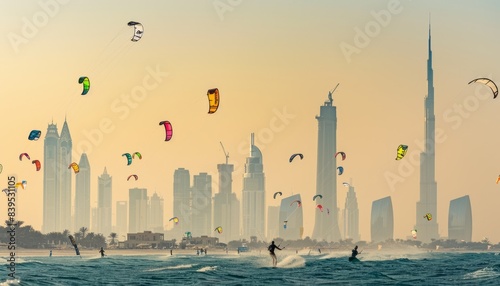 Spectacular Scene: Kite Surfers Paint the Dubai Skyline with Color on December 11th, 2022