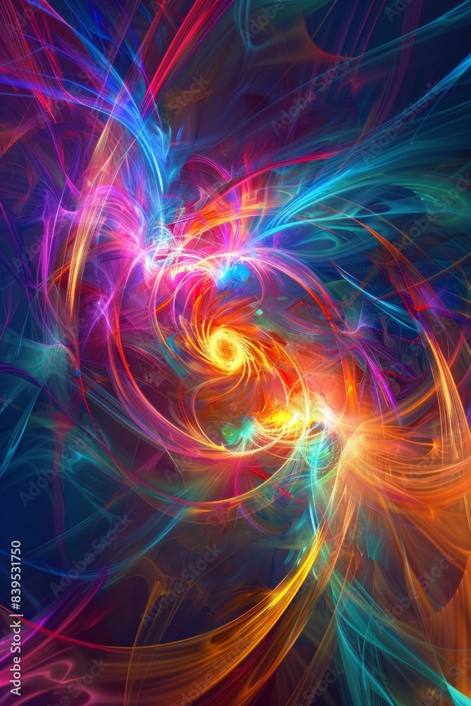 Description: A captivating ultra sharp photo showcases vibrant hues of colorful vortex energy