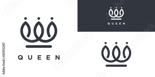 Royal Princess queen crown logo design. Premium Vector