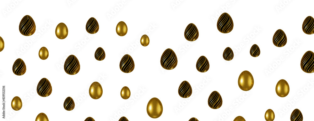 Abstract luxury golden easter eggs isolated