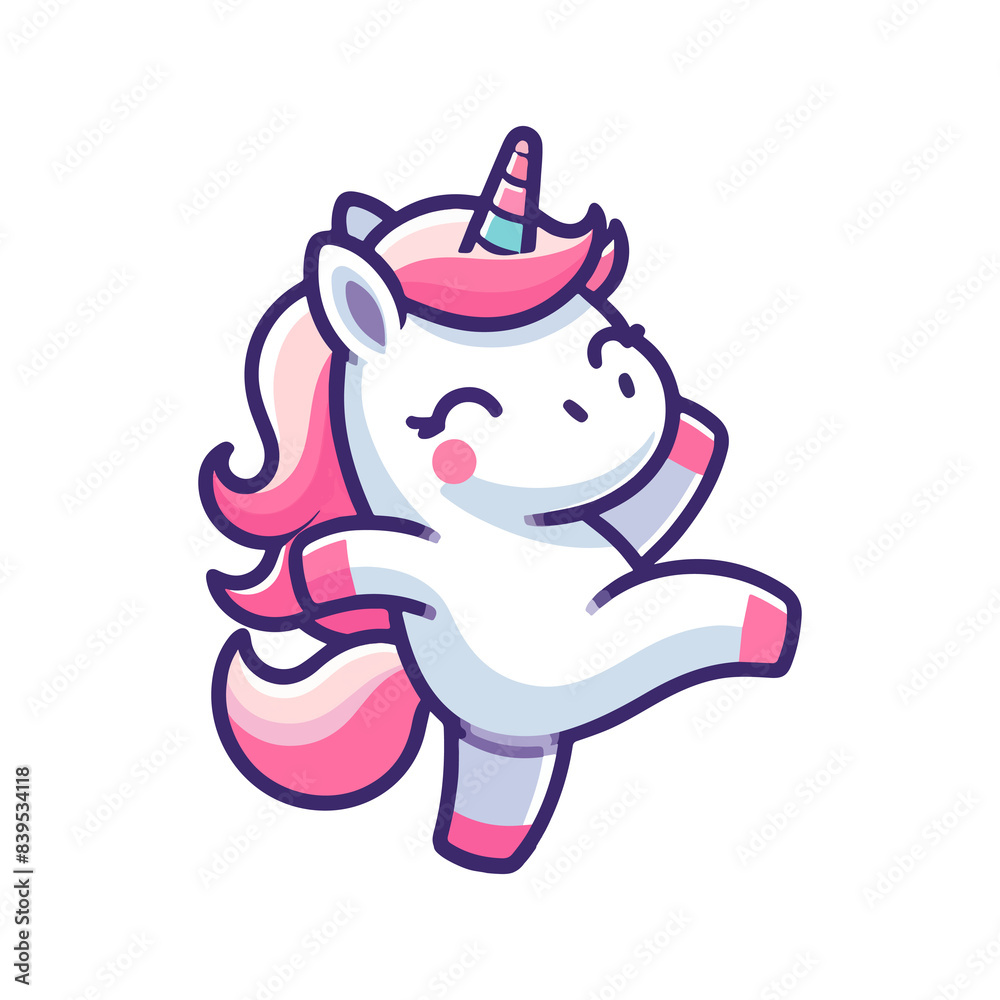 cute dancing unicorn icon character