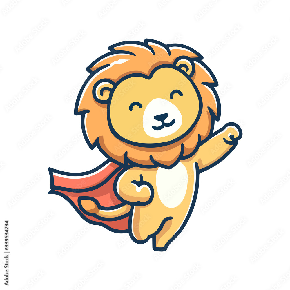 Obraz premium cute lion hero icon character