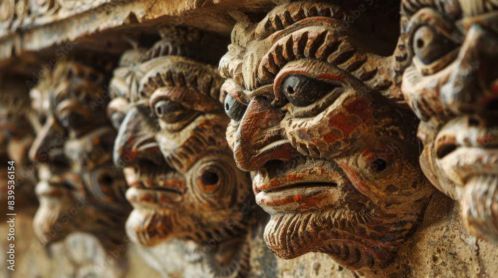 Ancient engravings of demons. Worship of evil forces