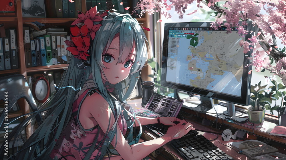 illustration of an anime girl playing video games illustration of an anime girl playing video games