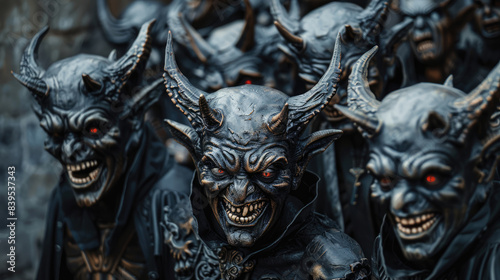 Ancient engravings of demons. Worship of evil forces