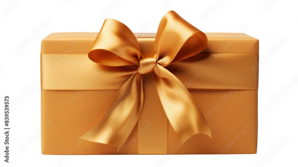 A golden gift box with a large, elegant bow. The box is a symbol of celebration, festivity, and joy. A golden gift box with a large, elegant bow. The box is a symbol of celebration, festivity, and joy.