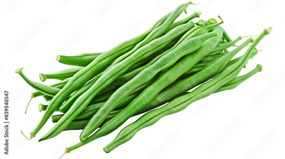 Fresh green beans on a white background. Perfect for healthy eating concepts. Ideal for organic, vegetarian, and natural food themes. AI Fresh green beans on a white background. Perfect for healthy eating concepts. Ideal for organic, vegetarian, and natural food themes. AI