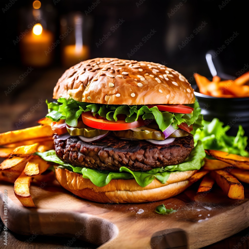 Easy Black Bean Burger Dinner Recipe Food Photo of, Delicious Burger photo for background menu and post. Easy Black Bean Burger Dinner Recipe Food Photo of, Delicious Burger photo for background menu and post.