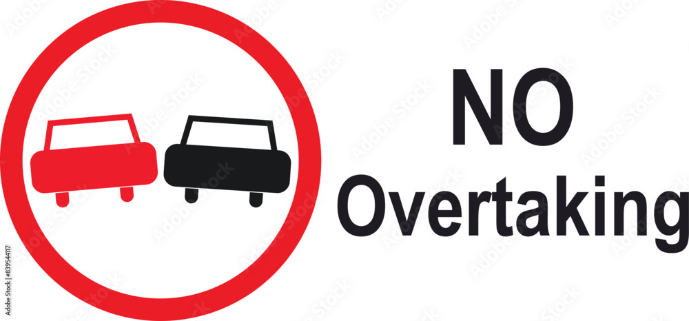 Overtaking prohibited road symbol vector Overtaking prohibited road symbol vector