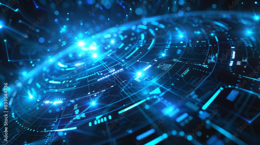 Obraz premium Blue futuristic networking technology vector -