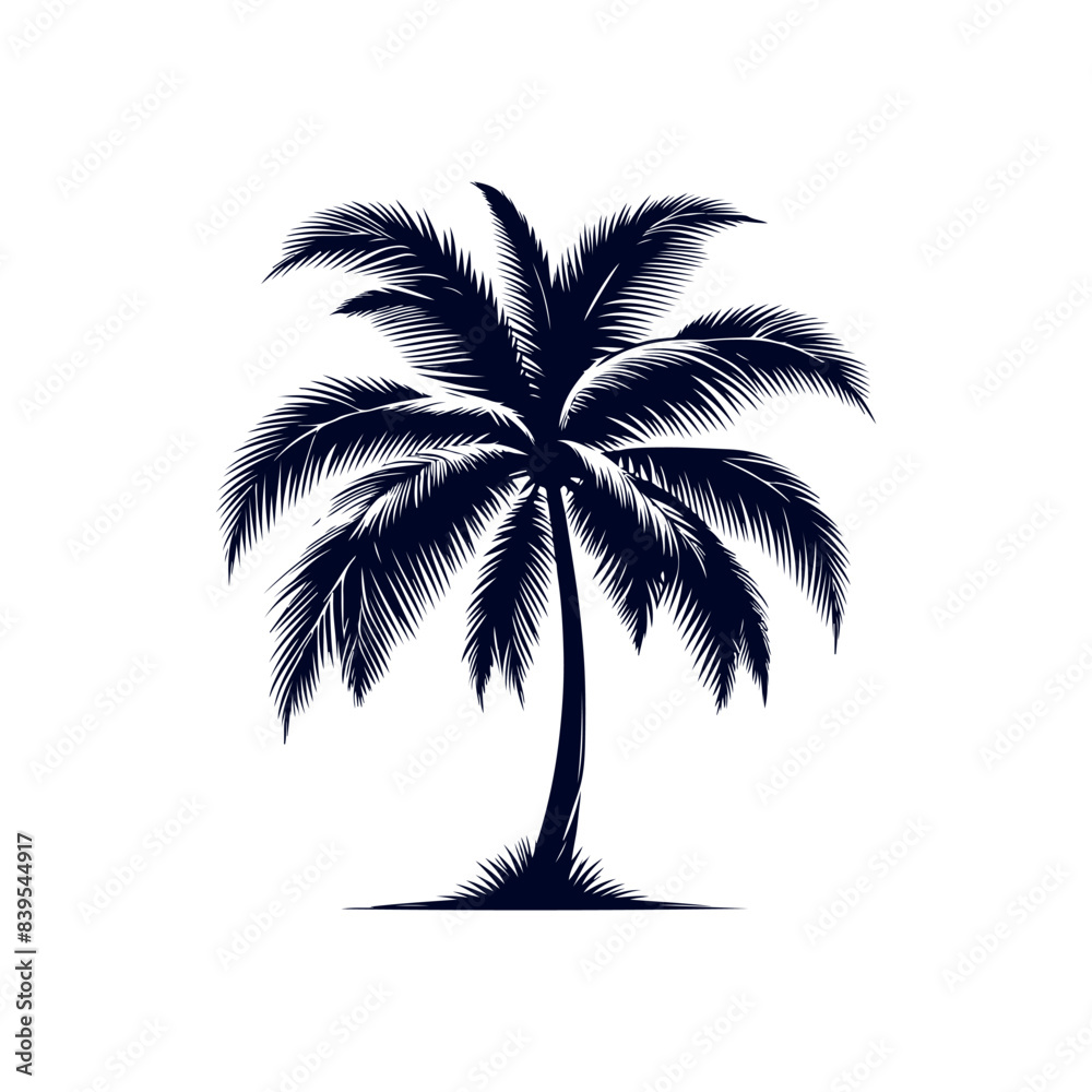 Palm tree silhouettes Clip art isolated vector illustration on white background