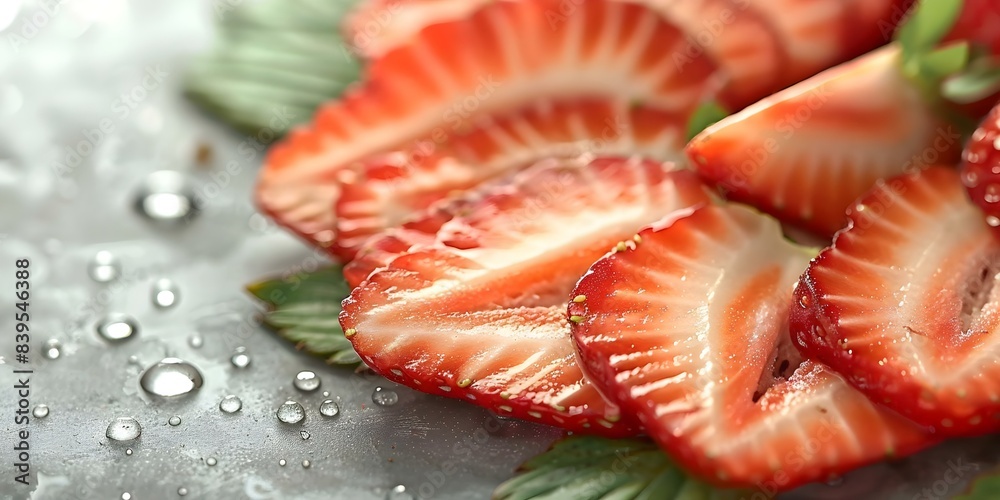 Organic Strawberry Slices A Fresh and Nutrient-Rich Fruit Option. Concept Healthy Snack, Fruity Delight, Nutrient Boost, Fresh Produce, Organic Eating Organic Strawberry Slices A Fresh and Nutrient-Rich Fruit Option. Concept Healthy Snack, Fruity Delight, Nutrient Boost, Fresh Produce, Organic Eating