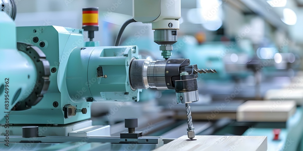 Carpenter using CNC wood machine in a woodworking company. Concept CNC Wood Machine, Woodworking, Carpenter Skills, Industrial Technology, Automation Systems Carpenter using CNC wood machine in a woodworking company. Concept CNC Wood Machine, Woodworking, Carpenter Skills, Industrial Technology, Automation Systems