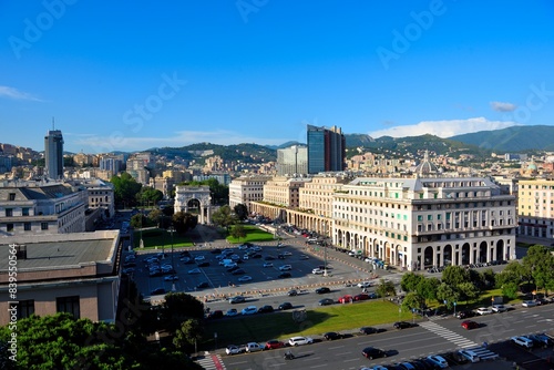 urban panorama of the center of Genoa Italy