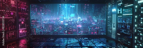 cyberpunk supercomputer background concept