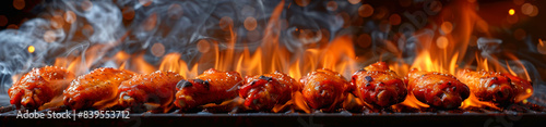 Panorama photo of a chicken wings