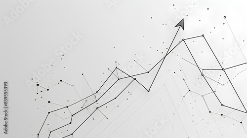 a simple and minimalist image featuring a black and white line graph with an upward-pointing arrow