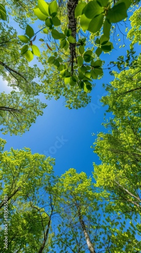 Green Leaves Framing a Blue Sky on a Sunny Day backdrop