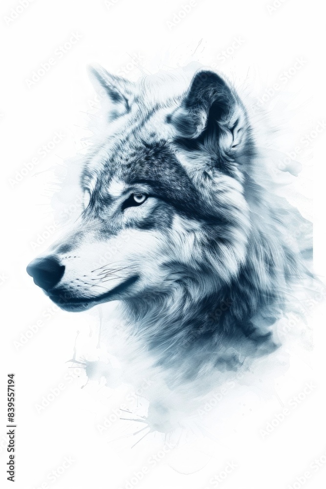 minimalist illustration of a wolfs head, rendered in blue shades against a white background. minimalist illustration of a wolfs head, rendered in blue shades against a white background.
