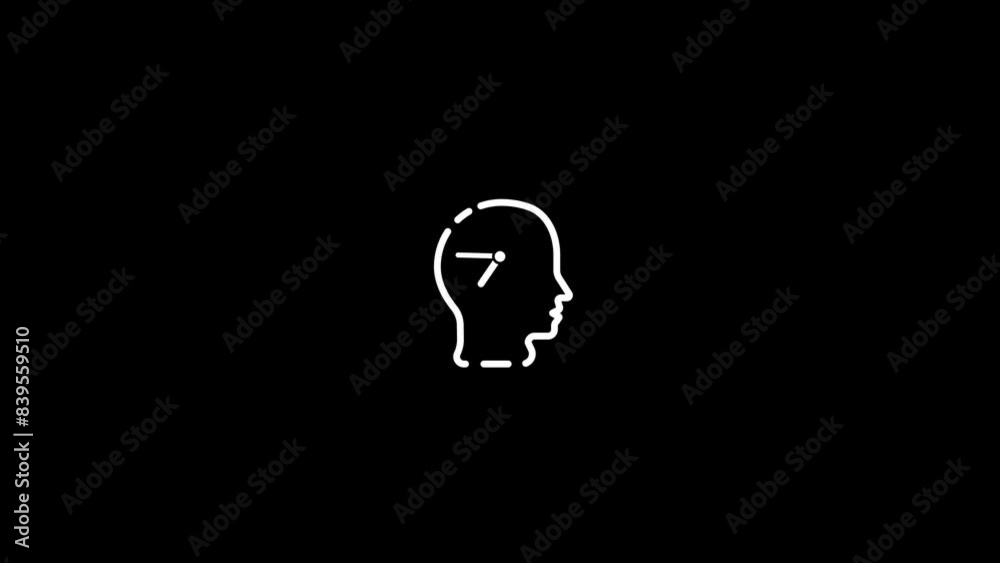 head of a sad man with clock in the brain icon animation head of a sad man with clock in the brain icon animation