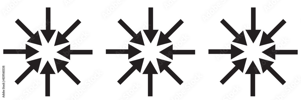 Inward arrow icon vector. Four Arrows icon sign symbol in trendy flat style. Arrow pointing center vector icon illustration isolated on white and black background Inward arrow icon vector. Four Arrows icon sign symbol in trendy flat style. Arrow pointing center vector icon illustration isolated on white and black background