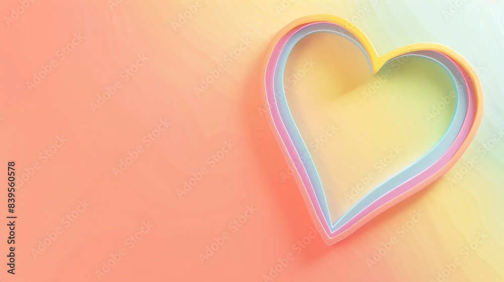 Heartshaped rainbow ribbon, blank space, minimalism, negative space, template, pride month LGBTQIA theme, pastel floral wallpaper Heartshaped rainbow ribbon, blank space, minimalism, negative space, template, pride month LGBTQIA theme, pastel floral wallpaper