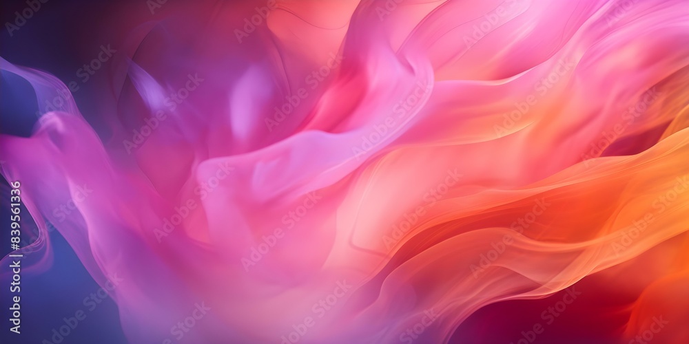 Obraz premium Vibrant Smoke Puffs on a Dark Background with Pink and Orange Hues. Concept Colorful Smoke Puffs, Dark Background, Vibrant Hues, Pink, Orange