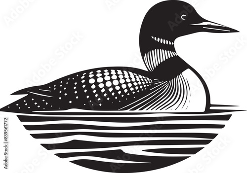 loon silhouette vector illustration, Loon silhouette vector art illustration with white background