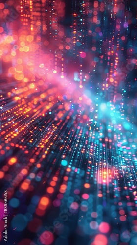 Abstract Neon Light Beams in Motion
