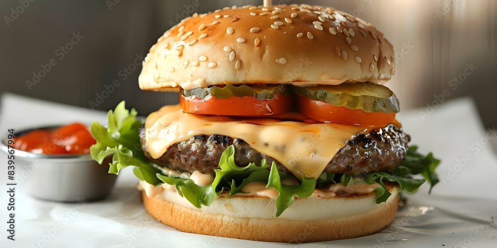 Cheeseburger with Vegetables on White Background - Isolated Image. Concept Food Photography, Burger Art, Fresh Ingredients, White Background, Isolated Image Cheeseburger with Vegetables on White Background - Isolated Image. Concept Food Photography, Burger Art, Fresh Ingredients, White Background, Isolated Image
