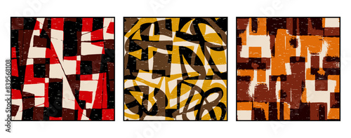 Set of 3 Abstract pattern. Illustration for printing on wall decorations. For use in graphics.