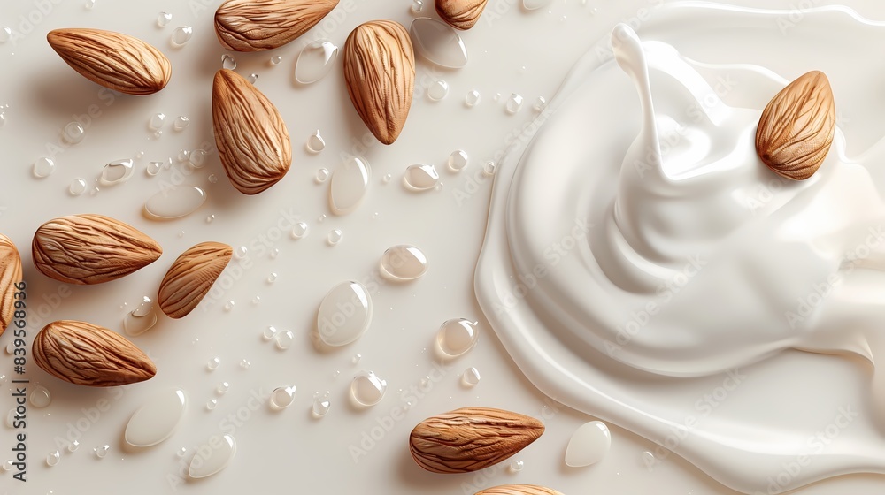 Almond milk splash background for advertising Almond milk splash background for advertising