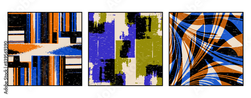 Set of 3 Abstract pattern. Illustration for printing on wall decorations. For use in graphics.