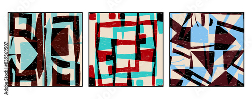 Set of 3 Abstract pattern. Illustration for printing on wall decorations. For use in graphics.