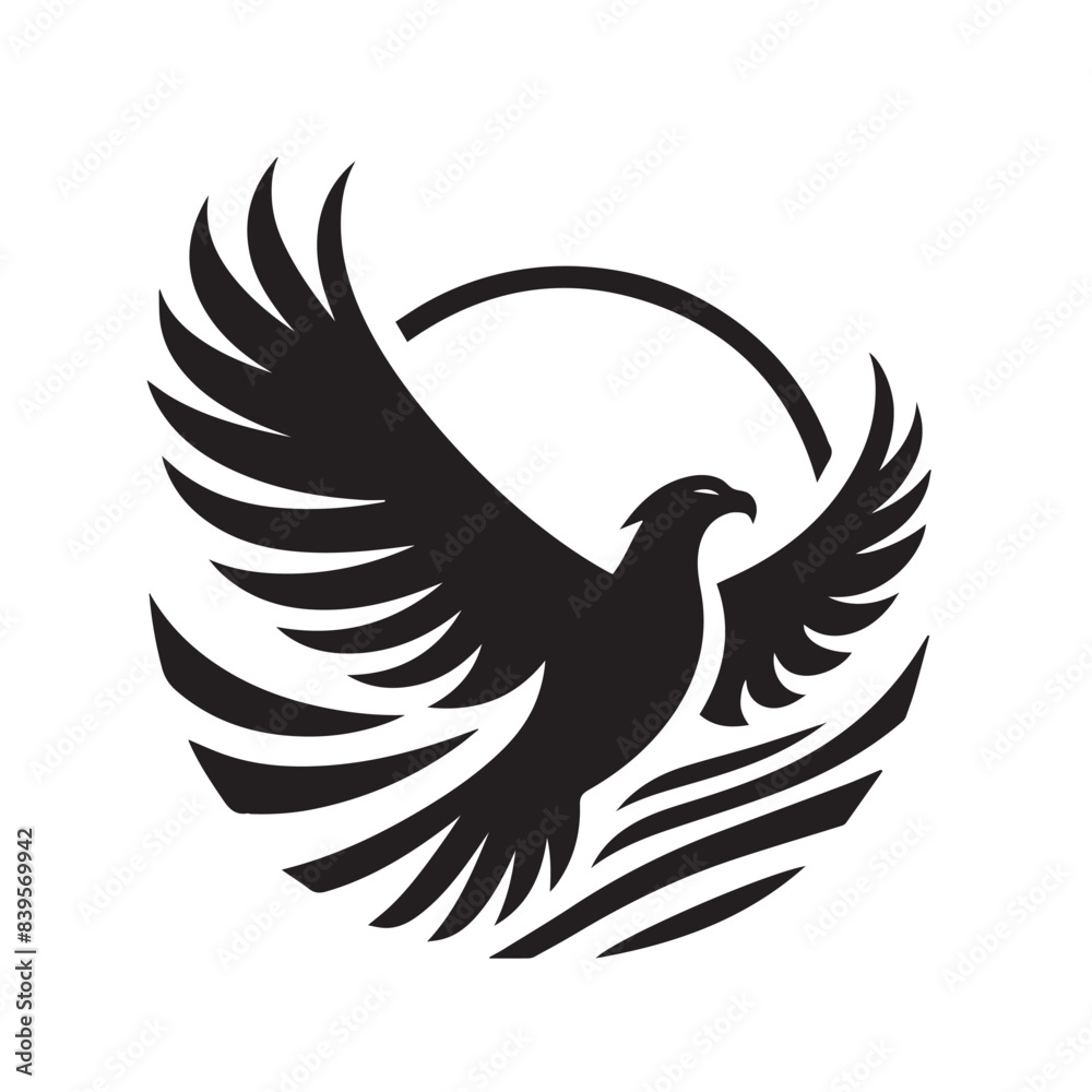 Obraz premium Flying eagle logo vector art illustration
