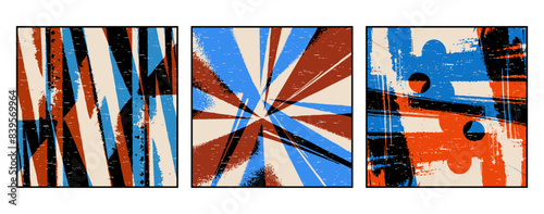 Set of 3 Abstract pattern. Illustration for printing on wall decorations. For use in graphics.