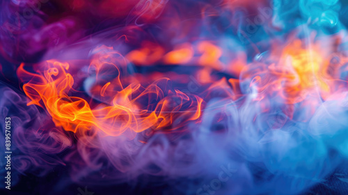 Vibrant Colorful Smoke and Fire Abstract Background with dynamic swirls