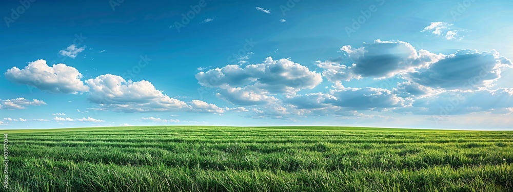 Natural Green Field Landscape with Blue Sky Natural Green Field Landscape with Blue Sky