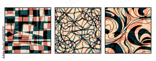 Set of 3 Abstract pattern. Illustration for printing on wall decorations. For use in graphics.