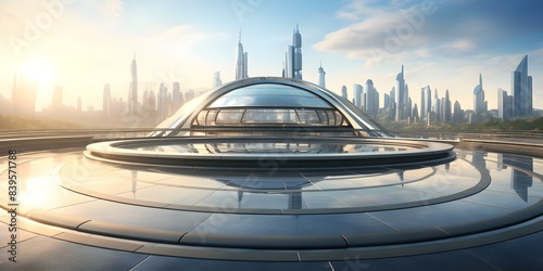 A vision of a futuristic urban landscape in a technologically advanced city. Concept Future Cities, Urban Innovation, Advanced Technology, Digital Architecture, Sci-Fi Landscapes