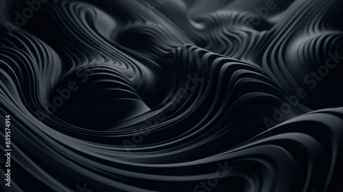 Black wavy smooth dynamic background. Conceptual rubber surface for design.