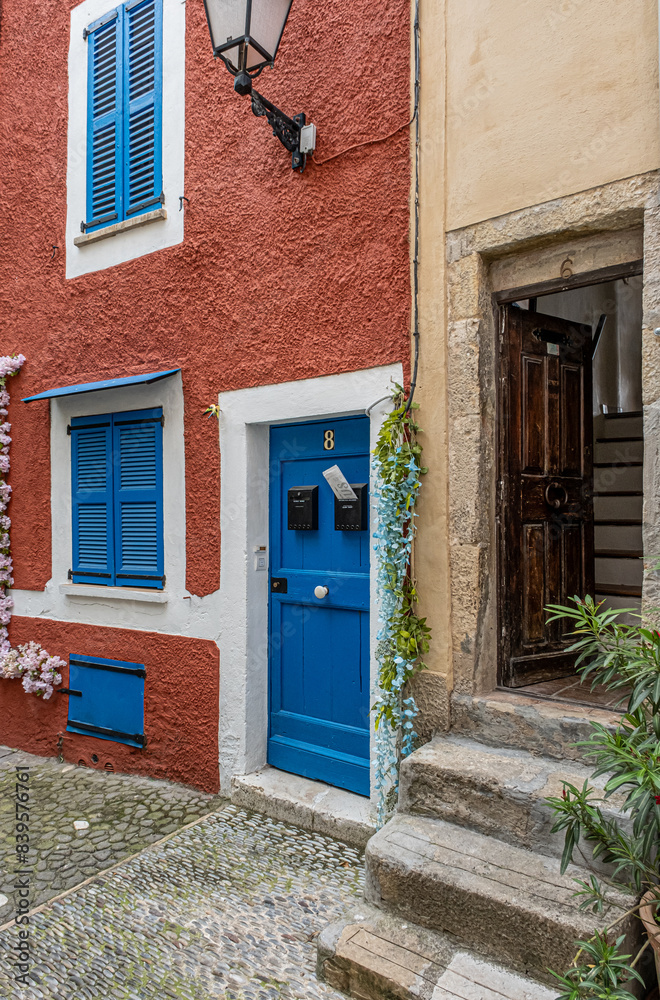 Naklejka premium View of Biot village, a small, medieval, fortified historic village, located on a hilltop in the Provence-Alpes-Cote d'Azur, near the town of Antibes, between the cities of Nice and Cannes, France